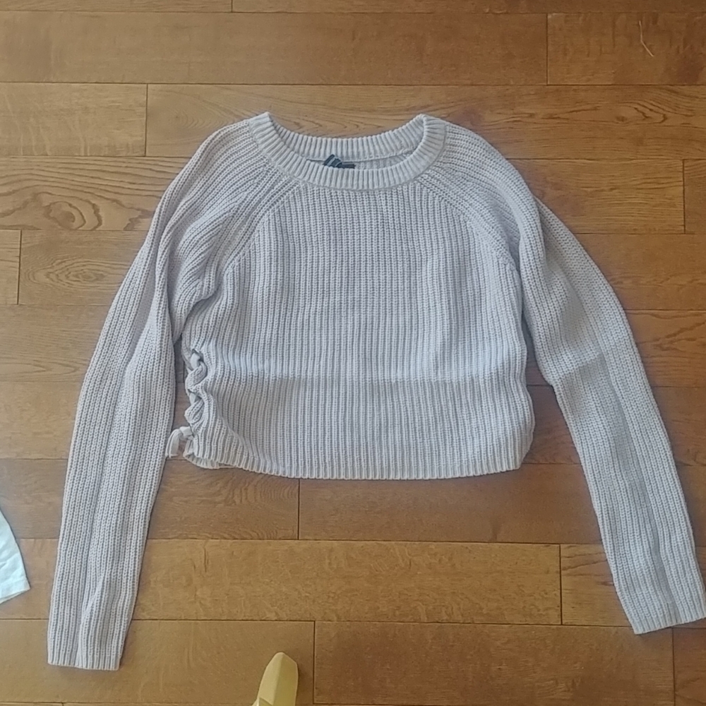 Sweater side tie crop top